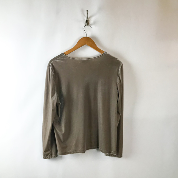 Uniform Womens Faux Velvet Taupe Knit Top - Picture 5 of 5